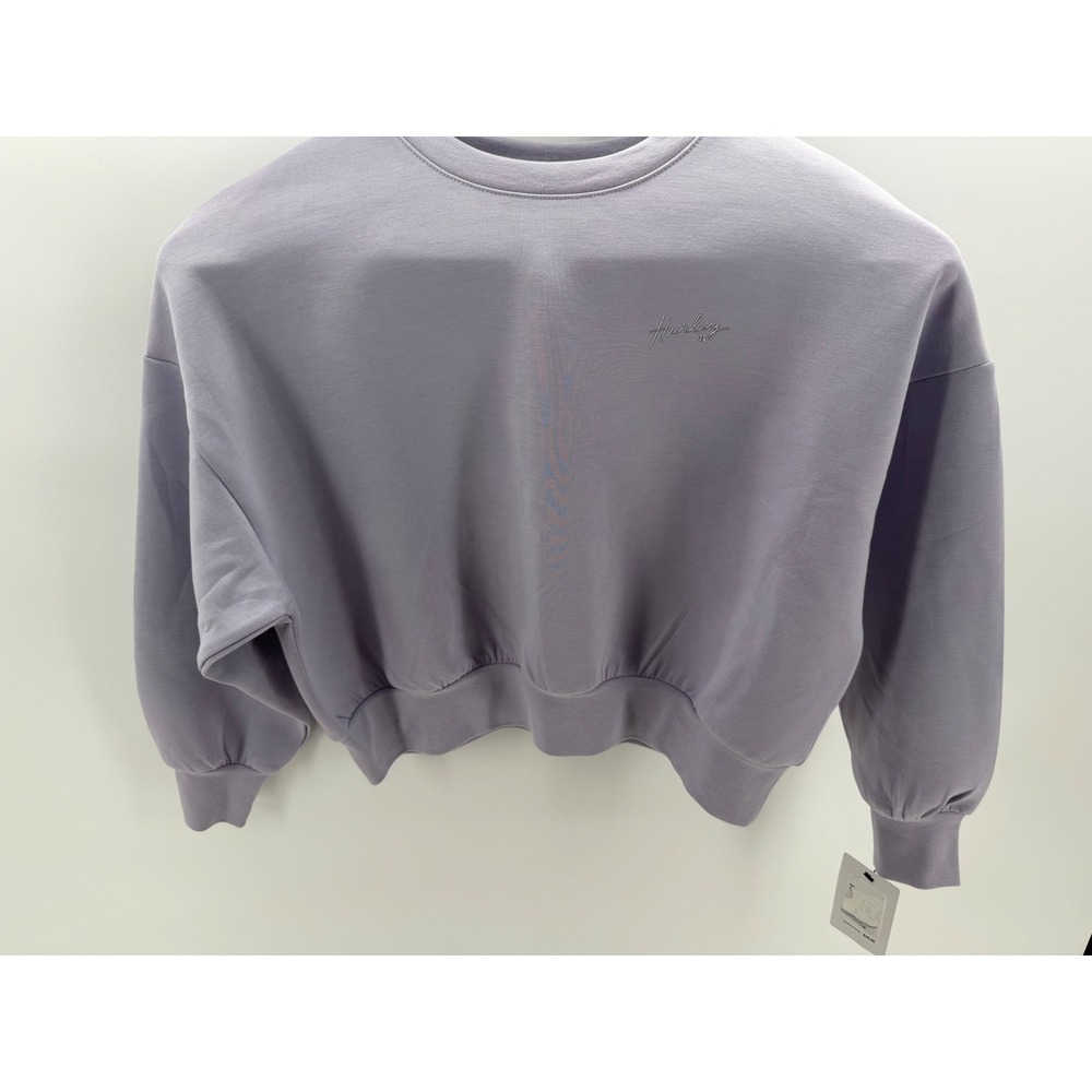 Hurley Sweatshirt Women's M Lavender NWT Cropped Metallic Logo Drop Shoulder